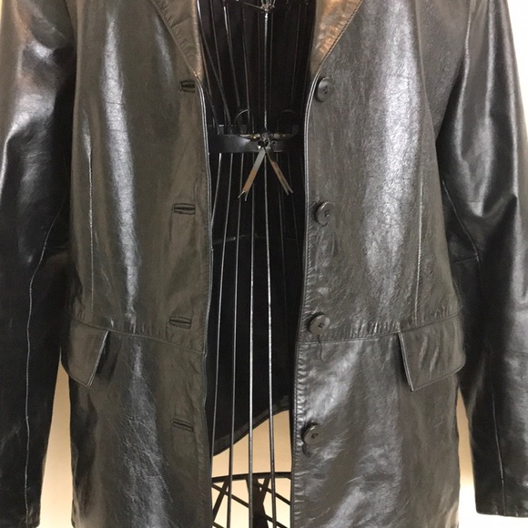GAP Black Leather 4-Button Blazer Size M - Picture 3 of 8
